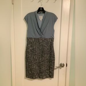 Suzy chin faux wrap top tweed bottom dress